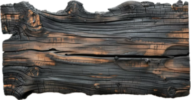 bränd trä- planka med förkolnade textur. png