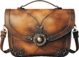 Elegant Brown Leather Shoulder Bag. png