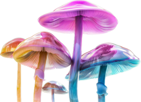 Colorful Glowing Mushrooms in Abstract Art. png