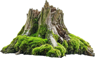 Old Tree Stump Covered with Moss. png