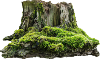 Old Tree Stump Covered with Moss. png