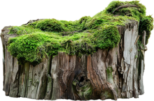 Old Tree Stump Covered with Moss. png