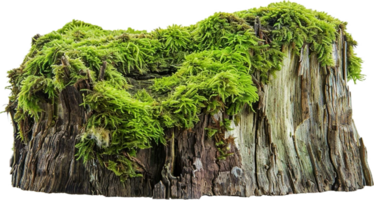 Old Tree Stump Covered with Moss. png