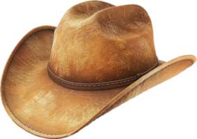 Classic Brown Leather Cowboy Hat. png