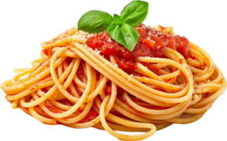 Spaghetti mit Tomate Soße und Basilikum. png