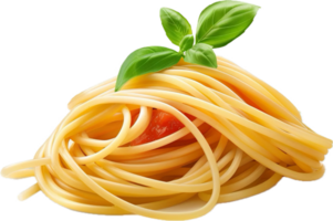spaghetti met tomaat saus en basilicum. png
