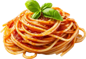 Spaghetti mit Tomate Soße und Basilikum. png