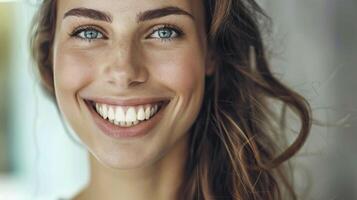 Beautiful young woman with healthy teeth. photo