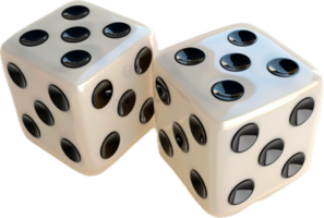 Pair of White Dice with Black Dots. png