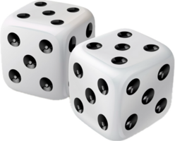 Pair of White Dice with Black Dots. png