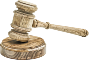 Wooden Judge Gavel on Sound. png