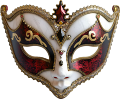 Ornate Venetian Mask with Gold Detailing. png
