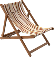 Colorful Striped Wooden Beach Deck Chair. png