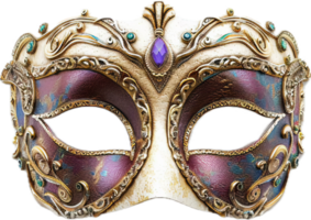 Ornate Venetian Mask with Gold Detailing. png