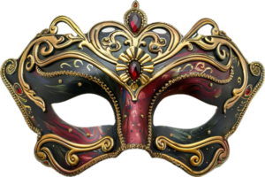 Ornate Venetian Mask with Gold Detailing. png