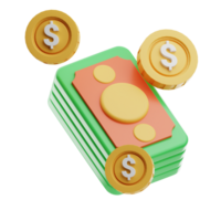 dinheiro dinheiro dólar moeda ilustração 3d png