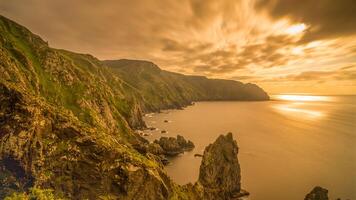 Panoramic view of cliffs near Cabo Ortegal in Galicia, Spain. photo