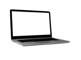 Laptop computer with blank transparent screen and background png