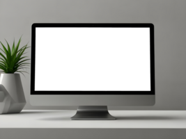 Laptop computer with blank transparent screen and background png