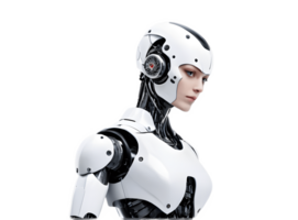 donna bianca metallo robot isolato png