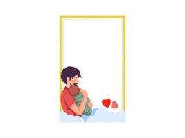 Father Holding Baby Frame Background vector