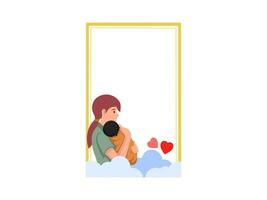 Mother Holding Baby Frame Background vector