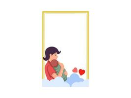 Mother Holding Baby Frame Background vector