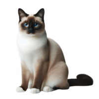 Majestic Siamese Cat Posing Gracefully on Transparent Background, Elegant Feline Portrait png