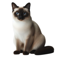 Majestic Siamese Cat Posing Gracefully on Transparent Background, Elegant Feline Portrait png
