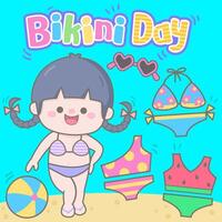 Kid hand drawn cute colorful happy bikini day vector