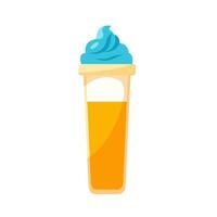 Cartoon blue ice cream cocktail for hot summertime. Cold fresh milk product vector