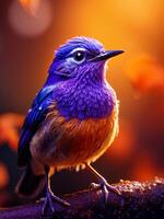 brillante africano naranja-violeta pájaro foto