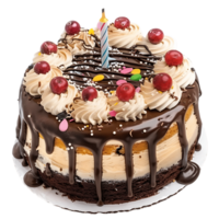 hoog resolutie geïsoleerd verjaardag taart met kaarsen besnoeiing outs voor ieder ontwerp nodig hebben png