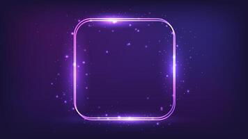Neon double frame with shining effects vector