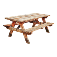 Wooden picnic table cut out on transparent png