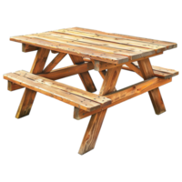 Wooden picnic table cut out on transparent png