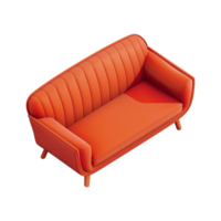 Isometric sofa 3d rendering isolated on transparent background png