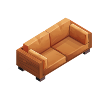 Isometric sofa 3d rendering isolated on transparent background png