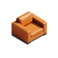 Isometric sofa 3d rendering isolated on transparent background png