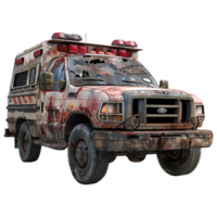 Apocalypse ambulance car isolated on transparent background png