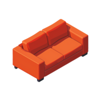 Isometric sofa 3d rendering isolated on transparent background png