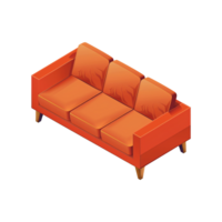 isometrisk soffa 3d tolkning isolerat på transparent bakgrund png