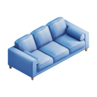 isometrisk soffa 3d tolkning isolerat på transparent bakgrund png