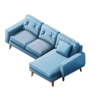 Isometric sofa 3d rendering isolated on transparent background png