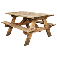 Wooden picnic table cut out on transparent png