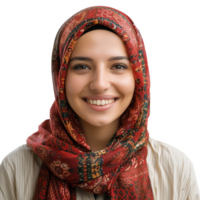 Smiling Islamic student woman isolated on transparent background png