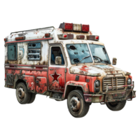 Apocalypse ambulance car isolated on transparent background png