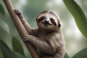 sloth on a tree in the jungle photo