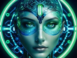 humanization of artificial intelligence, robot woman portrait photo