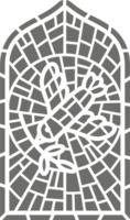 Church stained window with religious Easter symbol. Christian mosaic glass arch with dove bird. png